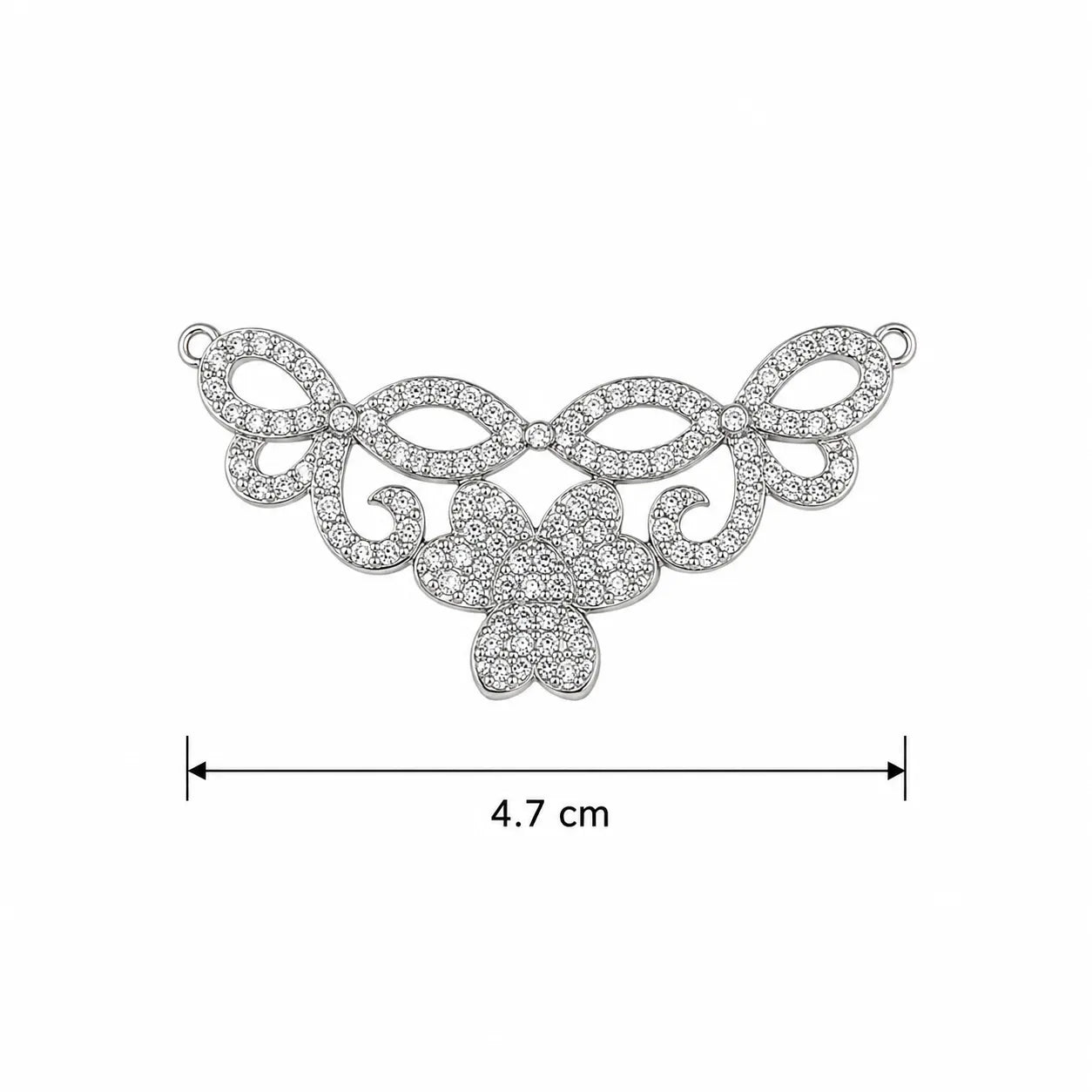 Marvel Silver floral butterfly black beads mangalsutra for women with 4.7 cm pendant