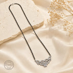 Marvel Silver floral butterfly black beads mangalsutra for women with 4.7 cm pendant