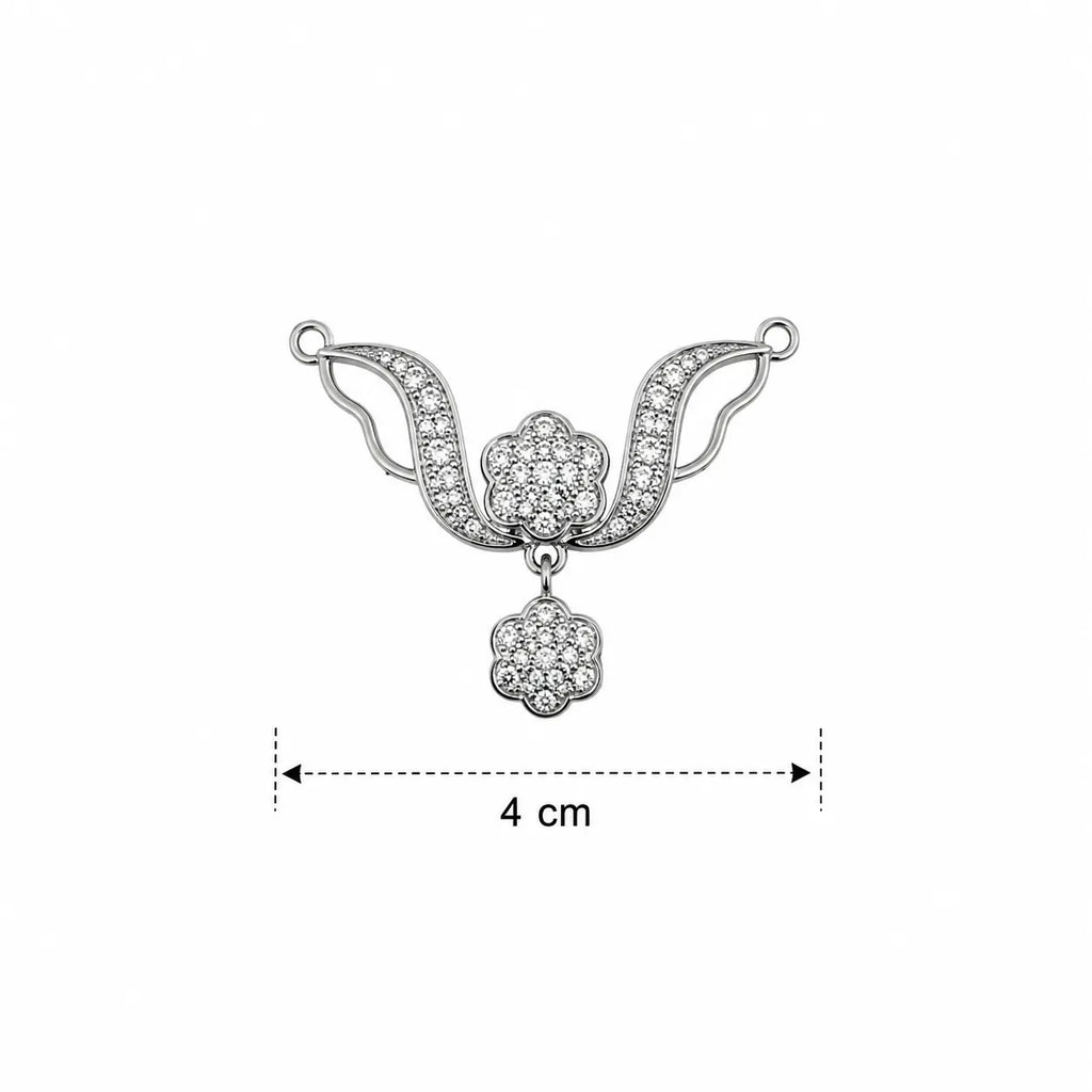 Marvel Silver floral black beads mangalsutra for women with 4 cm pendant