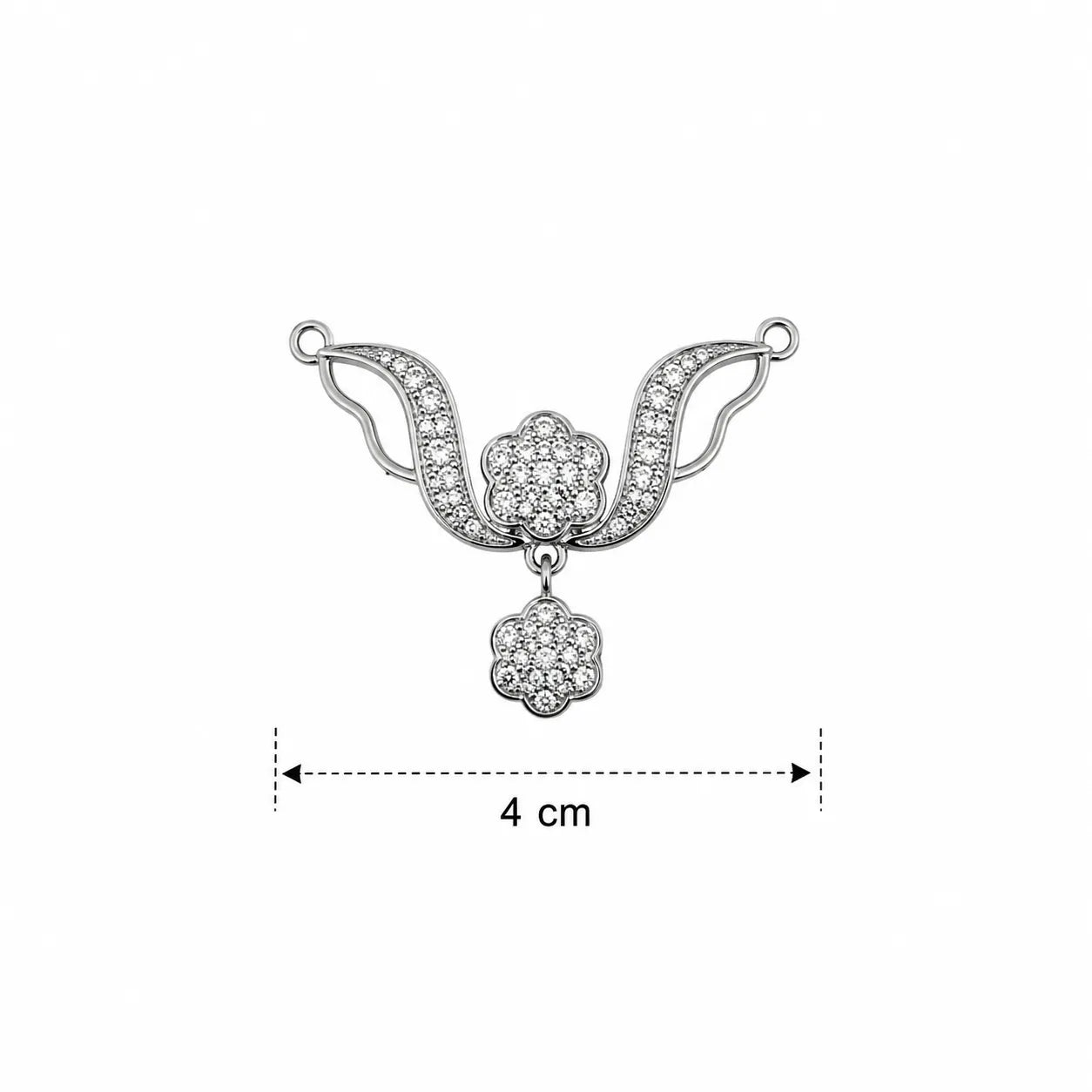 Marvel Silver floral black beads mangalsutra for women with 4 cm pendant