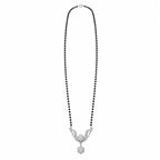 Marvel Silver floral black beads mangalsutra for women with 4 cm pendant