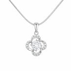 Marvel Silver flower design silver chain pendant for girls with white stone detailing