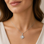 Marvel Silver flower design silver chain pendant for girls with white stone detailing