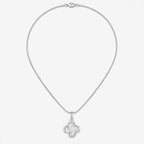 Marvel Silver flower design silver chain pendant for girls with white stone detailing