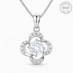 Marvel Silver flower design silver chain pendant for girls with white stone detailing