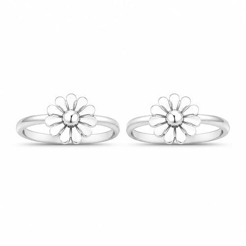 Marvel Silver flower design silver toe ring pair for women
