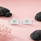 Marvel Silver flower design silver toe ring pair for women