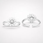 Marvel Silver flower design silver toe ring pair for women