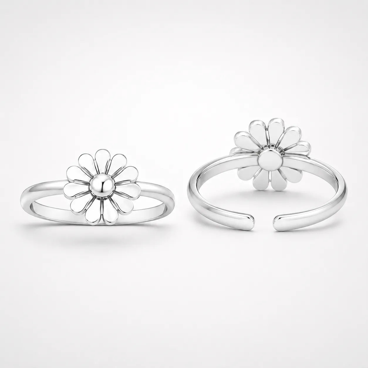 Marvel Silver flower design silver toe ring pair for women