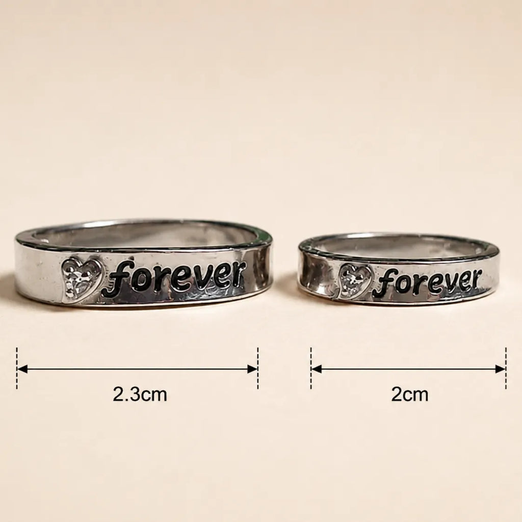 Silver Forever Couple Rings with Heart Detail for Him and Her – Marvel Silver