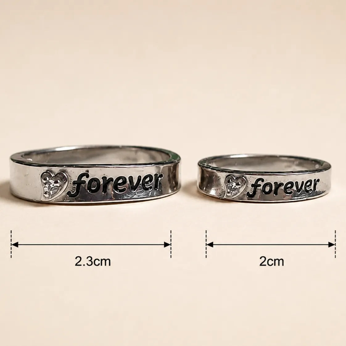 Silver Forever Couple Rings with Heart Detail for Him and Her – Marvel Silver