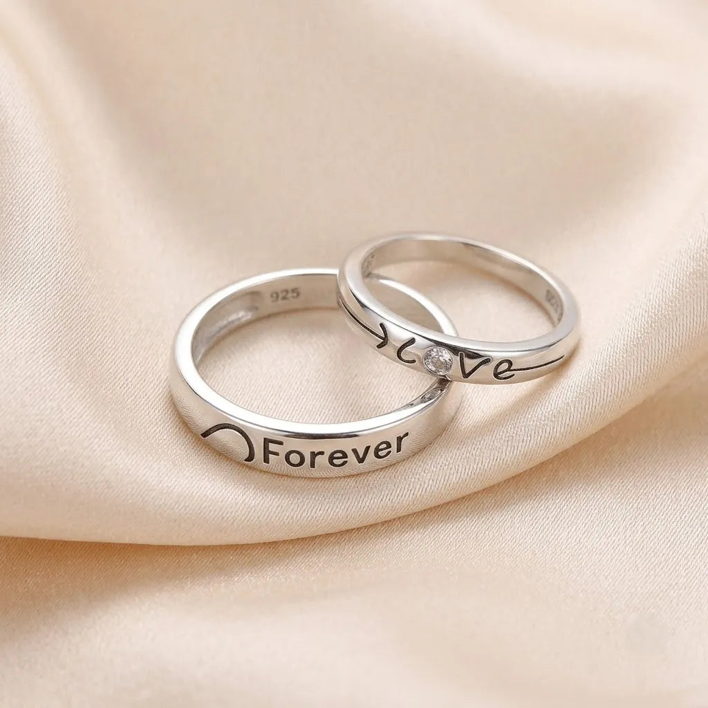 Silver Forever Love Couple Rings for Him and Her – Marvel Silver