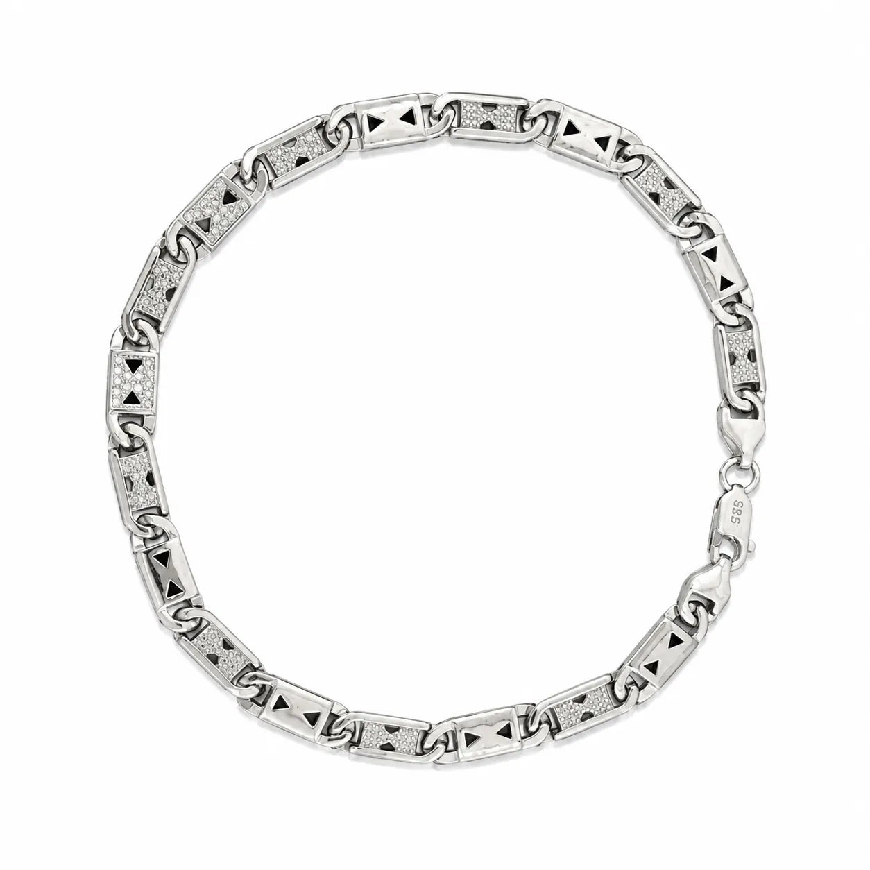 Marvel Silver S925 geometric link bracelet for men with triangle detailing