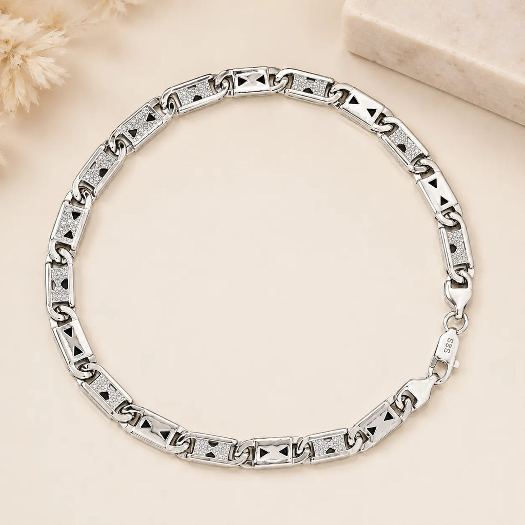 Marvel Silver S925 geometric link bracelet for men with triangle detailing