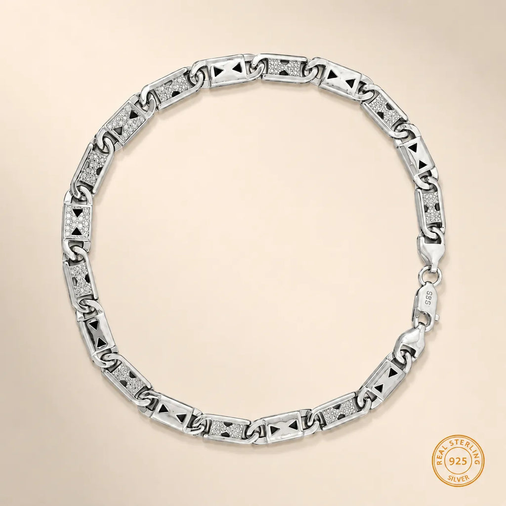 Marvel Silver S925 geometric link bracelet for men with triangle detailing