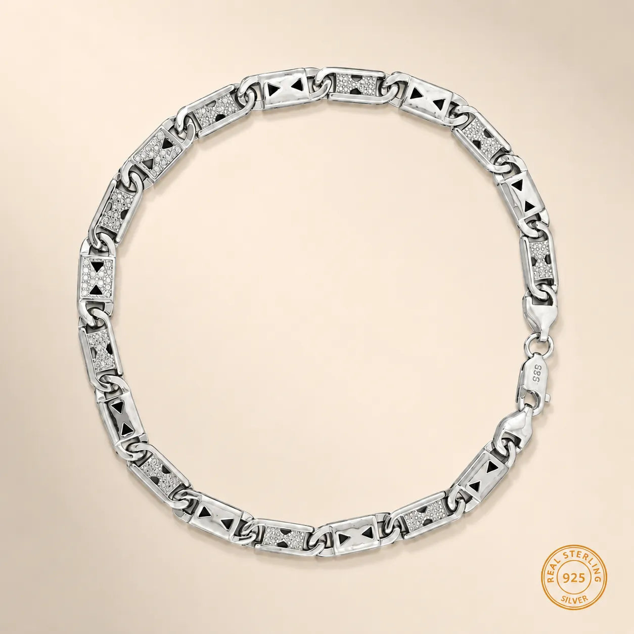Marvel Silver S925 geometric link bracelet for men with triangle detailing