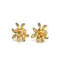 Marvel Silver gold floral imitation stud earrings with elegant pearl accents and premium gold-plated finish for women.
