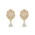Marvel Silver gold plated oval CZ drop imitation earrings with sparkling cubic zirconia stones and elegant teardrop dangle for women.