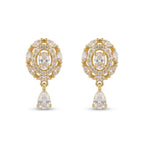 Marvel Silver gold plated oval CZ drop imitation earrings with sparkling cubic zirconia stones and elegant teardrop dangle for women.