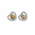 Marvel Silver golden stone heart design earrings for women with crystal detailing