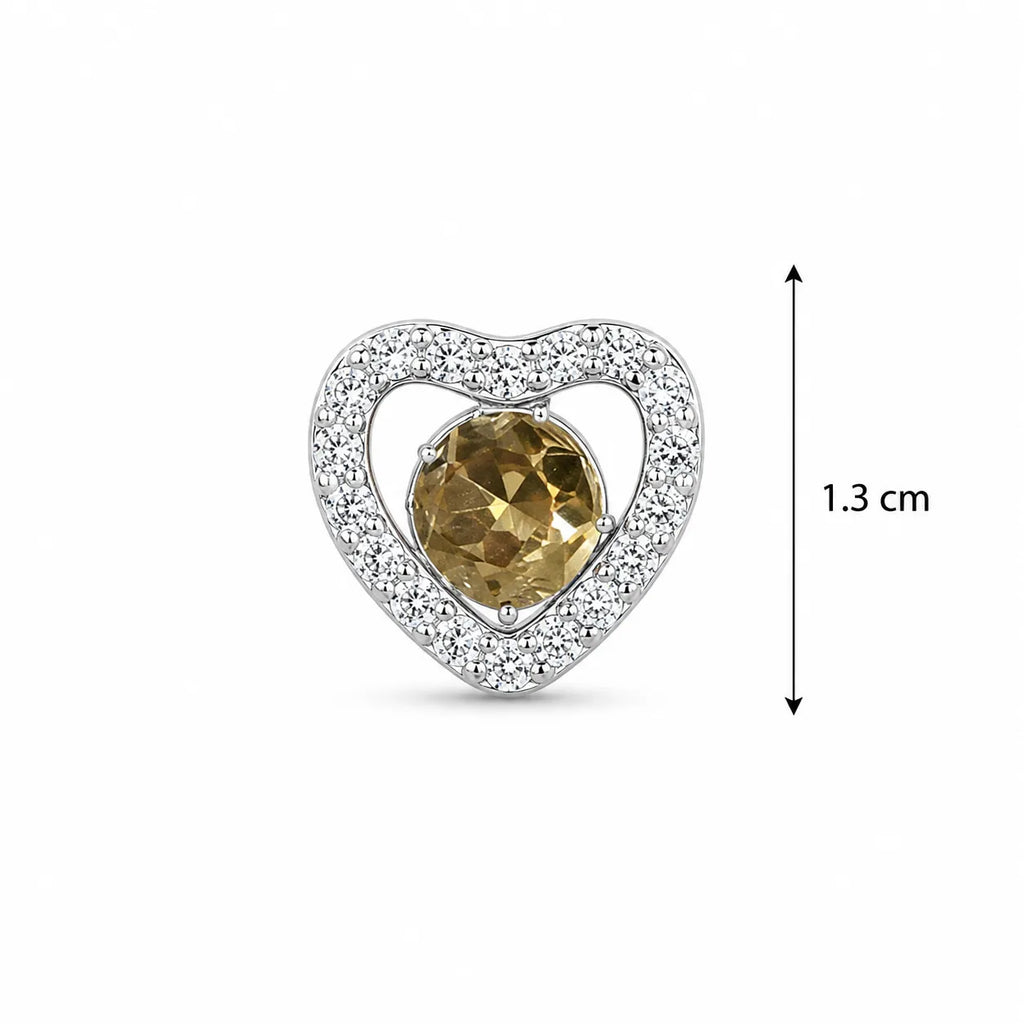 Marvel Silver golden stone heart design earrings for women with crystal detailing