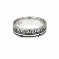 Marvel Silver Greek key and lightning pattern silver band ring for men with 2.4 cm size