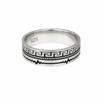 Marvel Silver Greek key and lightning pattern silver band ring for men with 2.4 cm size