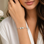 Marvel Silver green bow design silver bracelet for women with sparkling white stones
