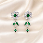 Marvel Silver green beaded choker necklace set with earrings and pearl drops for women