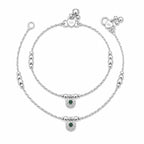 Marvel Silver Baby Payal with Green Evil Eye Charm