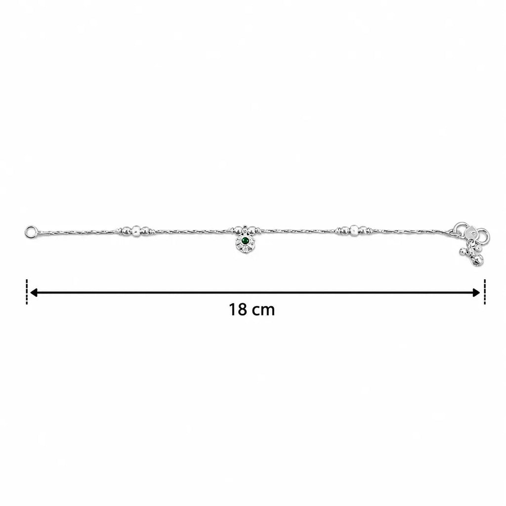 Marvel Silver Baby Payal with Green Evil Eye Charm