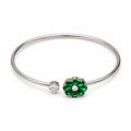 Marvel Silver green flower silver kada for girls with white stone accent