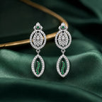 Marvel Silver green leaf silver necklace set with matching earrings for women