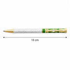 Marvel Silver green and gold luxury ballpoint pen with textured silver barrel