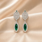Marvel Silver green marquise silver necklace set with matching earrings for women