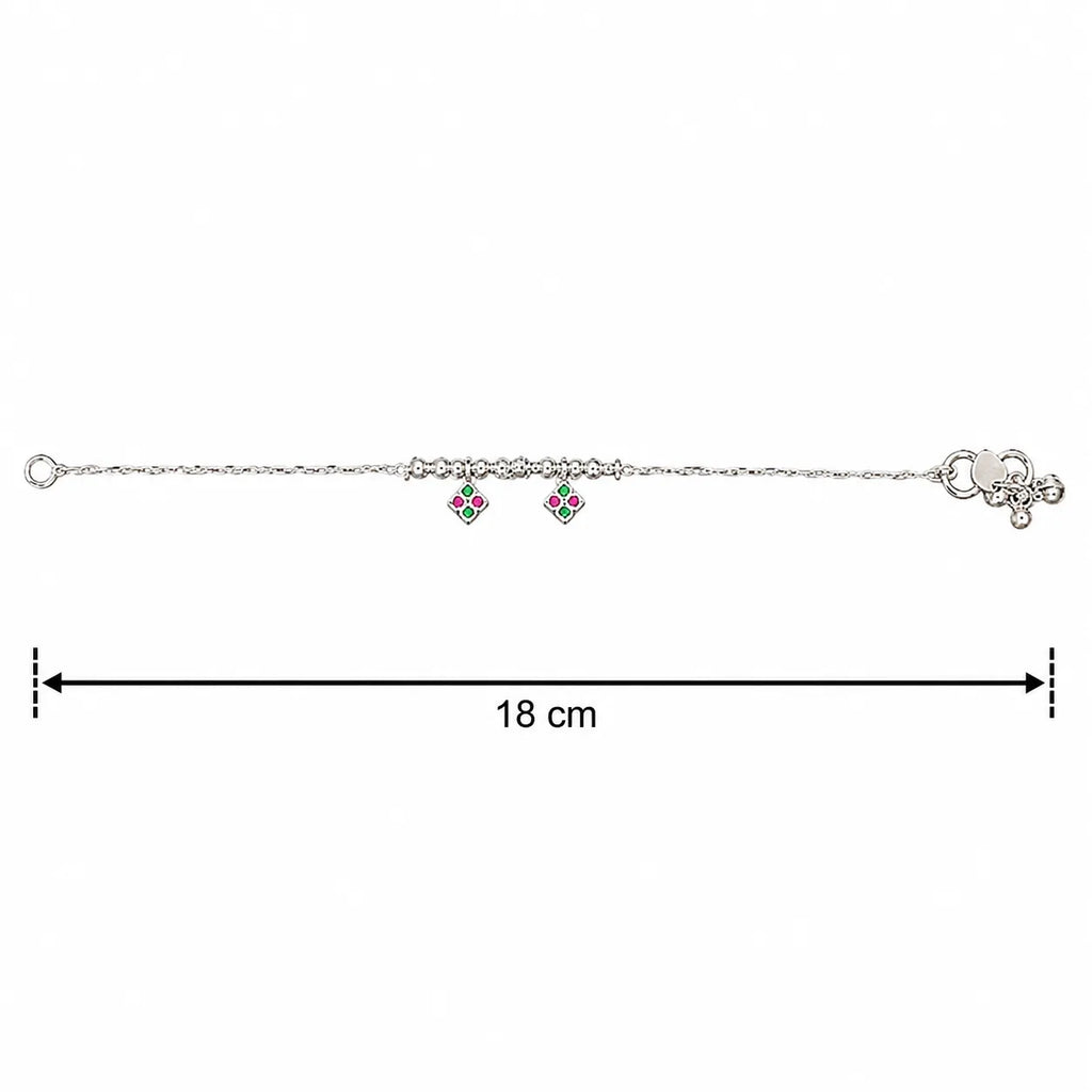 Marvel Silver Baby Payal Green Pink Charms