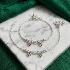 Marvel Silver Baby Payal Green Pink Charms
