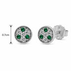Marvel Silver green stone round stud earrings for girls with 0.7 cm size