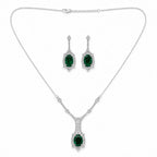 Marvel Silver green stone silver necklace set with matching earrings for women