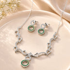 Marvel Silver green stone silver necklace set with matching earrings for women