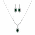 Marvel Silver green stone silver necklace set with matching earrings for women