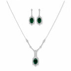 Marvel Silver green stone silver necklace set with matching earrings for women