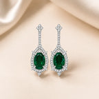 Marvel Silver green stone silver necklace set with matching earrings for women