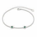 Marvel Silver green stone silver tennis bracelet for women with sparkling white stones