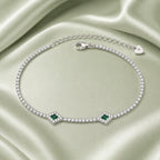 Marvel Silver green stone silver tennis bracelet for women with sparkling white stones