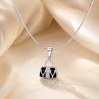 Marvel Silver handbag design silver chain pendant for girls with black detailing