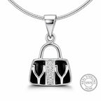 Marvel Silver handbag design silver chain pendant for girls with black detailing