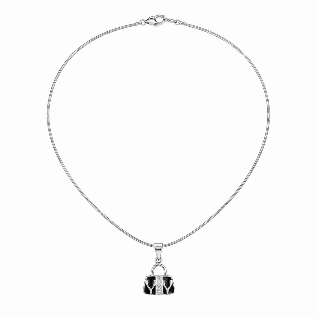 Marvel Silver handbag design silver chain pendant for girls with black detailing