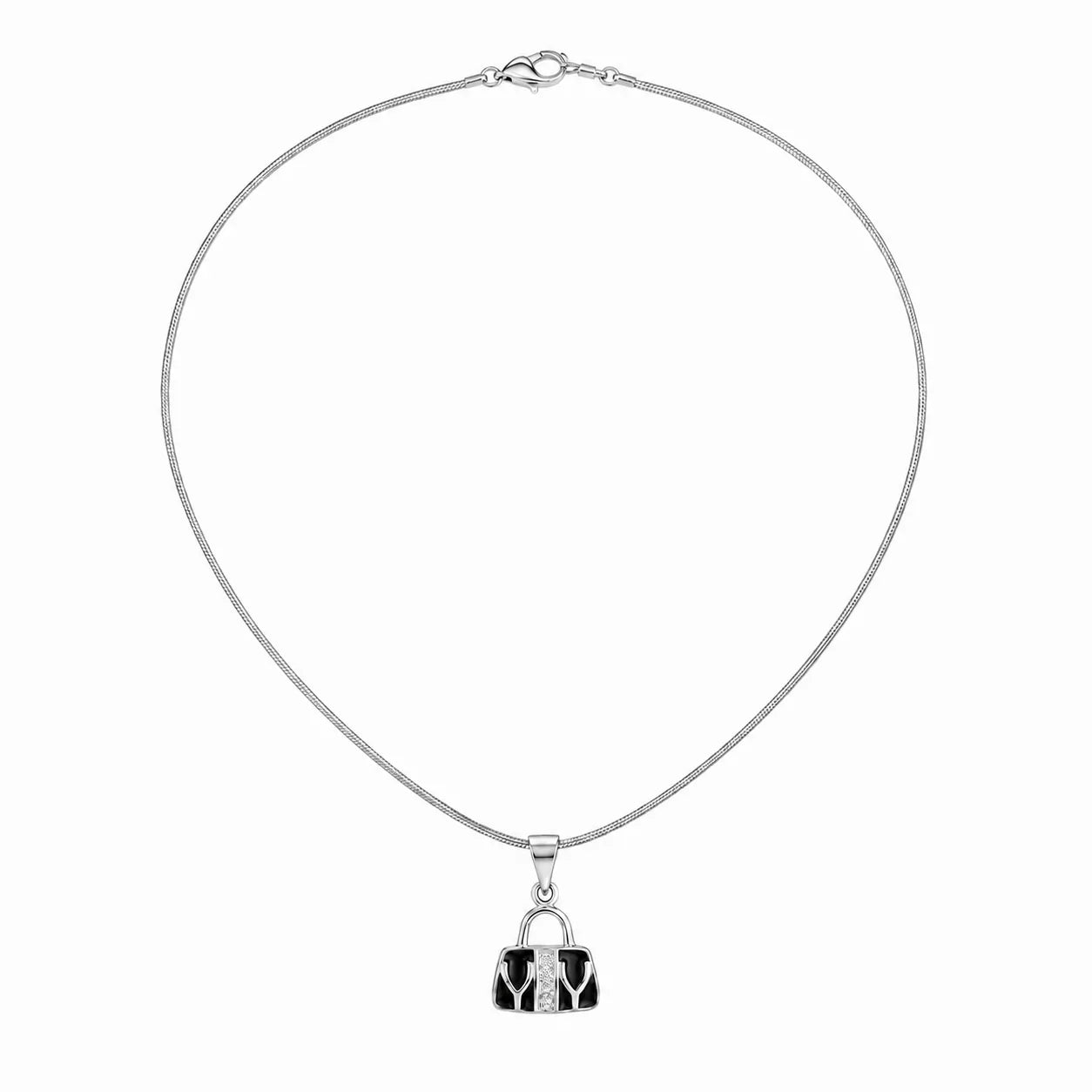 Marvel Silver handbag design silver chain pendant for girls with black detailing