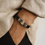 Marvel Silver Hanuman adjustable bracelet for boys with colorful Lord Hanuman motif, silver-tone decorative centerpiece and black segmented band